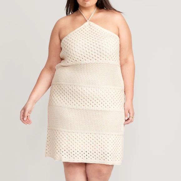 Old Navy Dresses & Skirts - Old Navy NWT Halter Tie-Strap Crochet Mini Dress for Women In Ivory